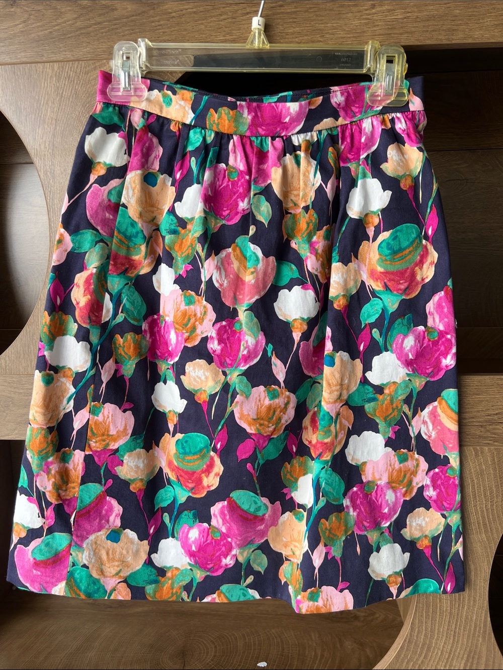 J.Crew Floral A-Line Skirt - Navy with Pink & Green Floral